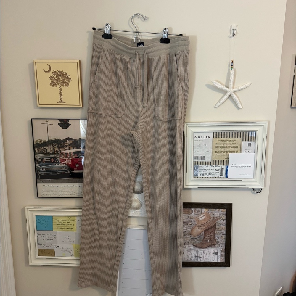 Gap Beige Waffle Knit Lounge Pants Medium Tall